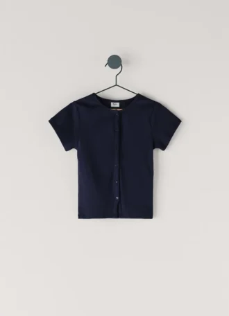Ribbed Button-Up T-Shirt