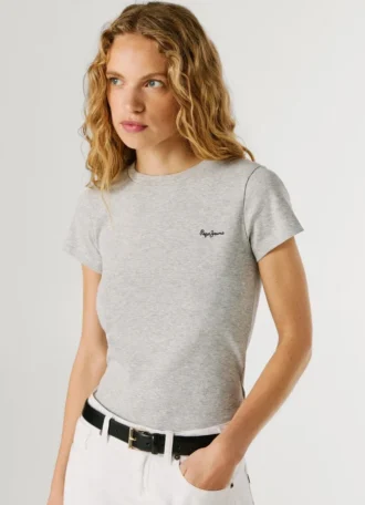 Ribbed Embroidered Logo T-Shirt