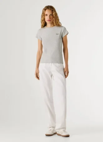 Ribbed Embroidered Logo T-Shirt