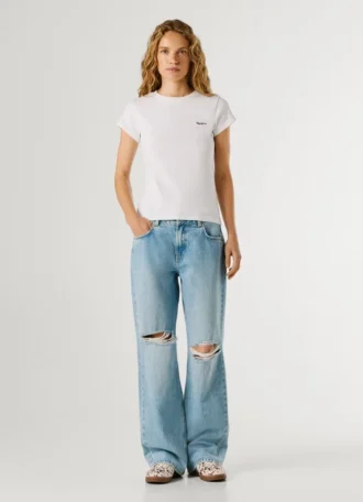 Ribbed Embroidered Logo T-Shirt