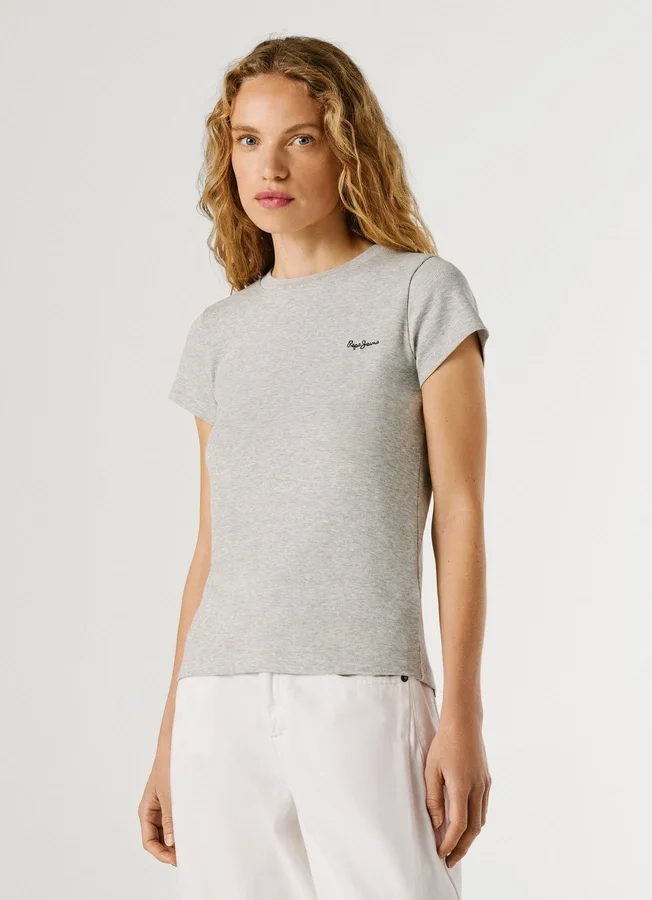 Ribbed Embroidered Logo T-Shirt Ribbed Embroidered Logo T-Shirt
