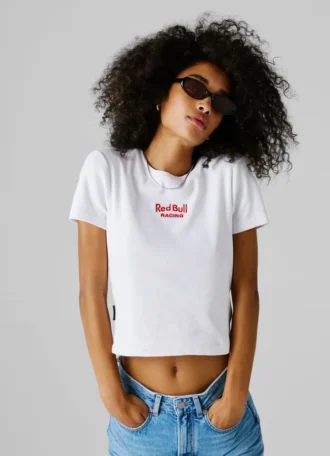 Ribbed Logo Embroidered T-Shirt