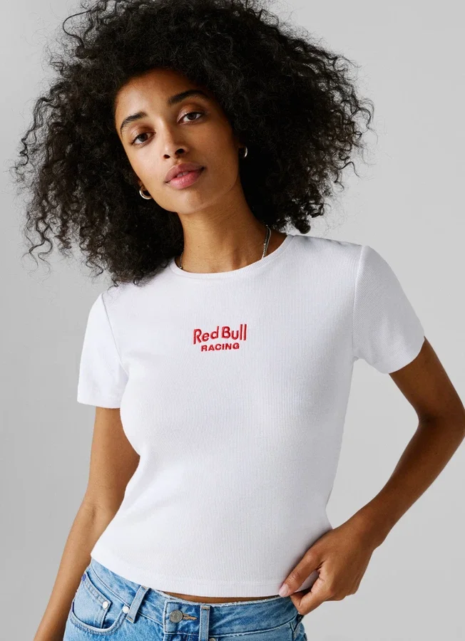 Ribbed Logo Embroidered T-Shirt Ribbed Logo Embroidered T-Shirt