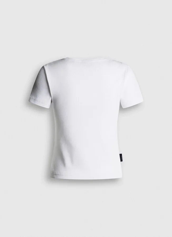 Ribbed Logo Embroidered T-Shirt Ribbed Logo Embroidered T-Shirt