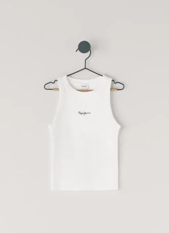 Ribbed Logo Print T-Shirt