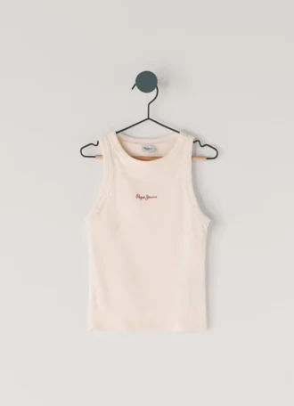 Ribbed Logo Print T-Shirt