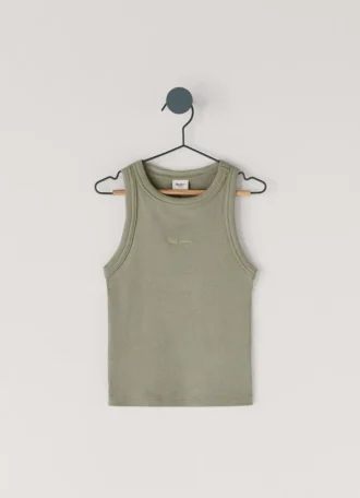 Ribbed Logo Print T-Shirt