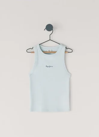 Ribbed Logo Print T-Shirt