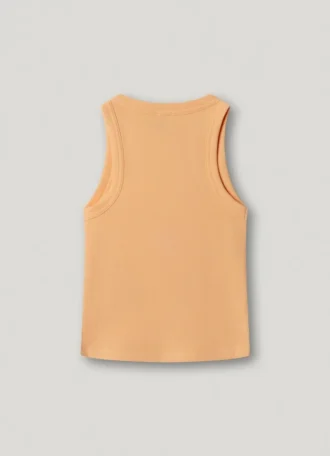 Ribbed Logo Print T-Shirt