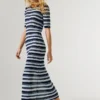 Ribbed Striped Maxi Dress