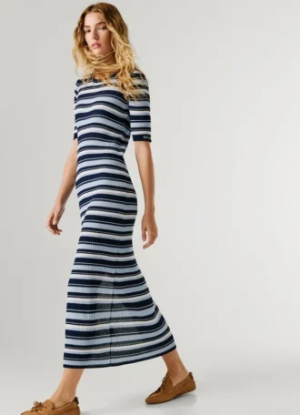 Ribbed Striped Maxi Dress