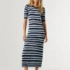 Ribbed Striped Maxi Dress