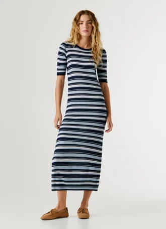 Ribbed Striped Maxi Dress