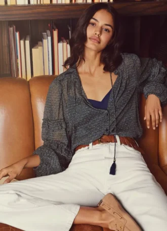 Semi-Transparent Blouse with Ruffles