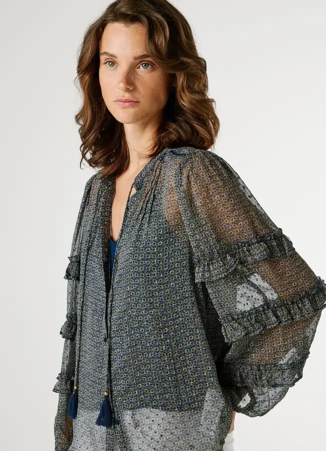 Semi-Transparent Blouse with Ruffles Semi-Transparent Blouse with Ruffles