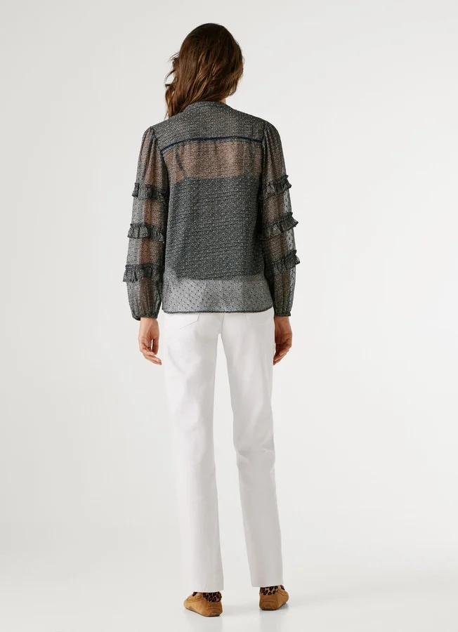 Semi-Transparent Blouse with Ruffles Semi-Transparent Blouse with Ruffles