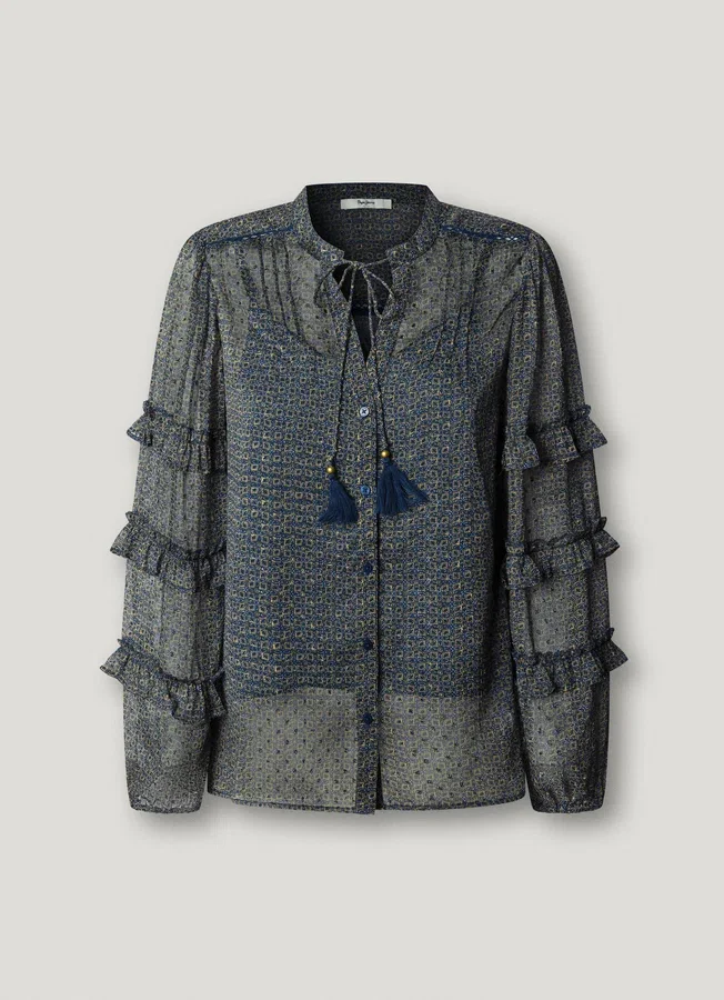 Semi-Transparent Blouse with Ruffles Semi-Transparent Blouse with Ruffles