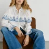 Shirt with Embroidered Ruffles