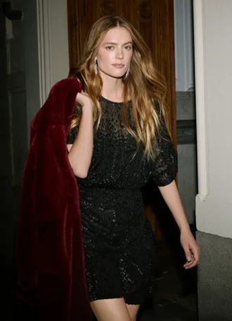 Short Dress with Metallic Details