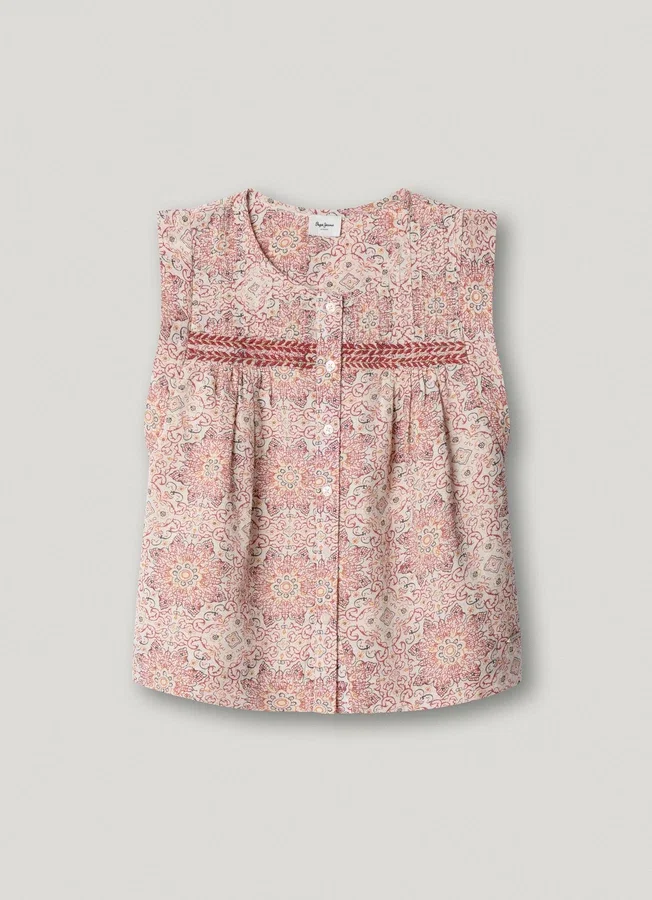 Sleeveless Floral Print Blouse Sleeveless Floral Print Blouse