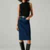 Slim Fit Denim Midi Skirt