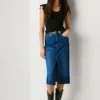 Slim Fit Denim Midi Skirt