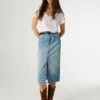 Slim Fit Denim Midi Skirt