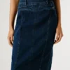 Slim Fit Denim Midi Skirt