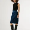 Slim Fit Denim Midi Skirt