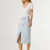 Slim Fit Denim Midi Skirt