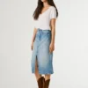 Slim Fit Denim Midi Skirt