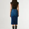 Slim Fit Denim Midi Skirt