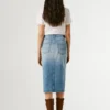 Slim Fit Denim Midi Skirt
