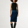 Slim Fit Denim Midi Skirt