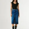 Slim Fit Denim Midi Skirt