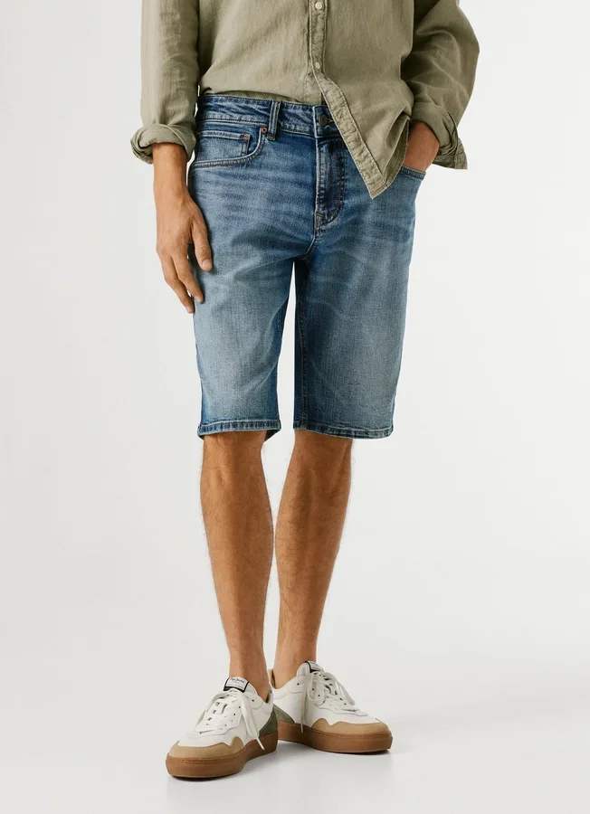 Straight Fit Denim Shorts Straight Fit Denim Shorts