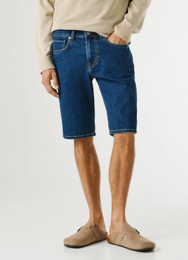 Straight Fit Denim Shorts Straight Fit Denim Shorts