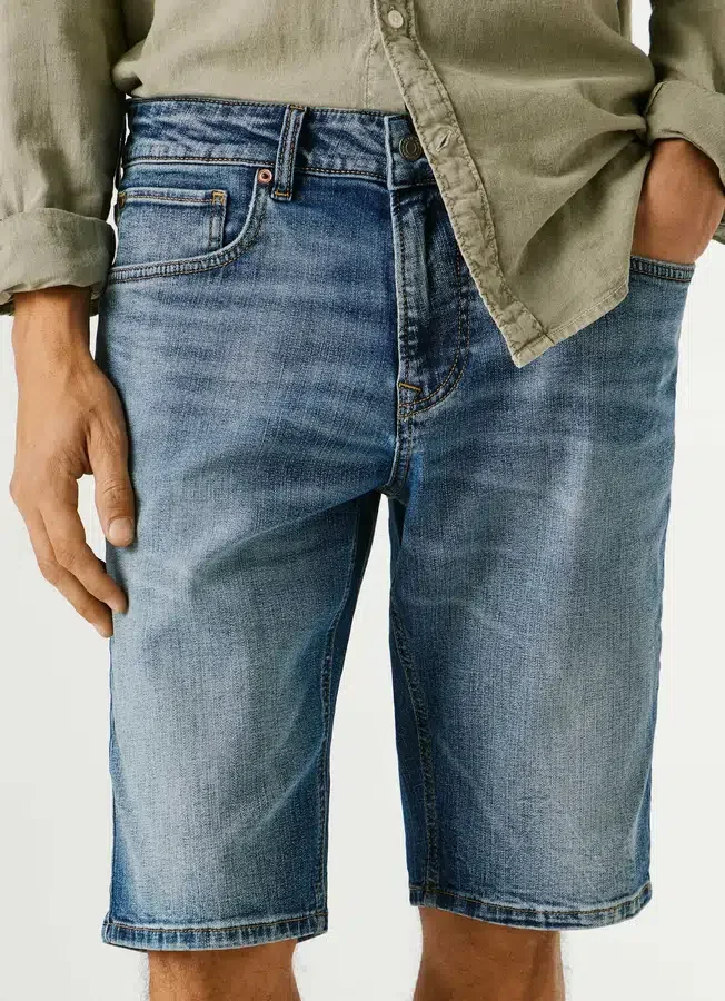 Straight Fit Denim Shorts Straight Fit Denim Shorts