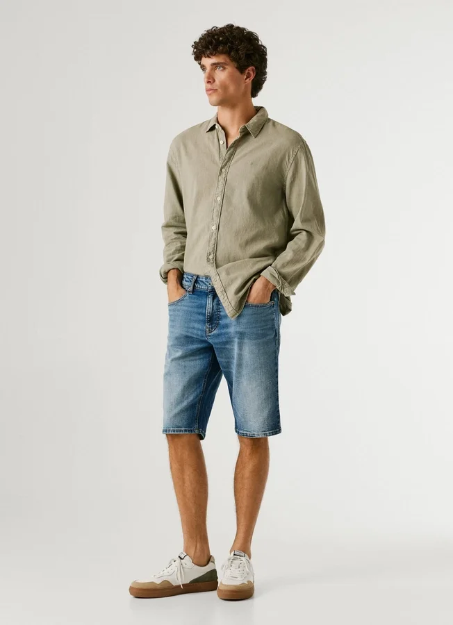 Straight Fit Denim Shorts Straight Fit Denim Shorts