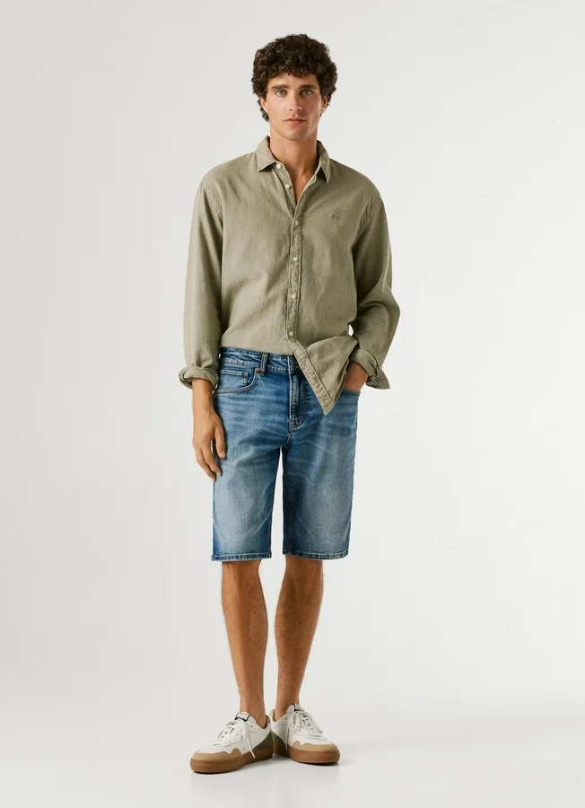 Straight Fit Denim Shorts Straight Fit Denim Shorts