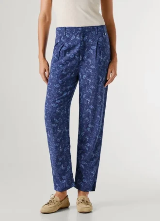 Straight Paisley Print Trousers