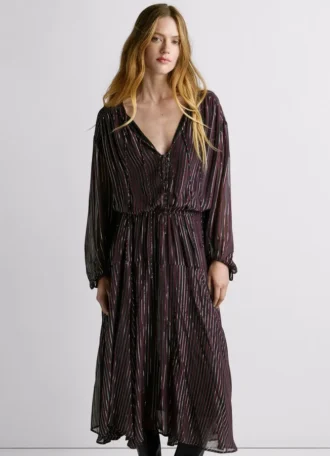 Striped Print Midi Dress