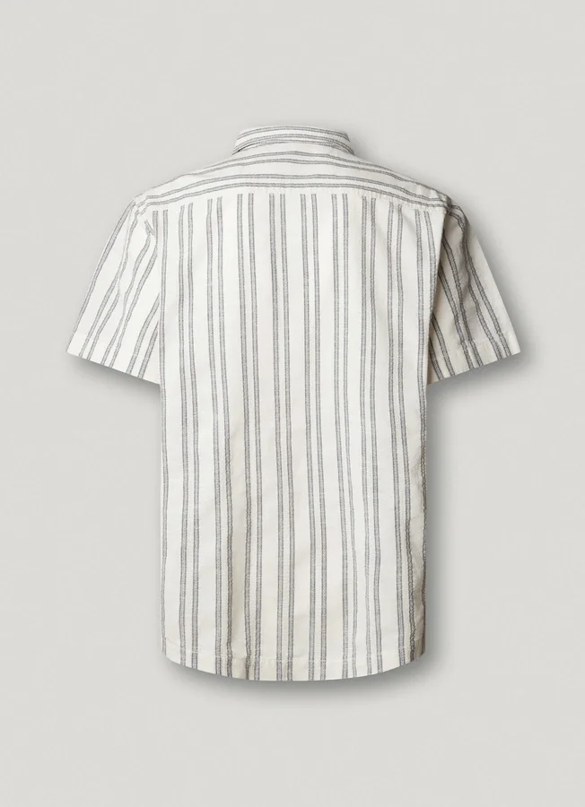 Striped Shirt with Cuban Collar Striped Shirt with Cuban Collar