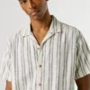 Striped Shirt with Cuban Collar Striped Shirt with Cuban Collar