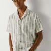 Striped Shirt with Cuban Collar Striped Shirt with Cuban Collar