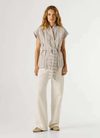 Striped Waistcoat with Belt