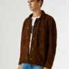 Suede Jacket with Button-Up Fastening