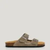 Suede Sandals with Double Buckle