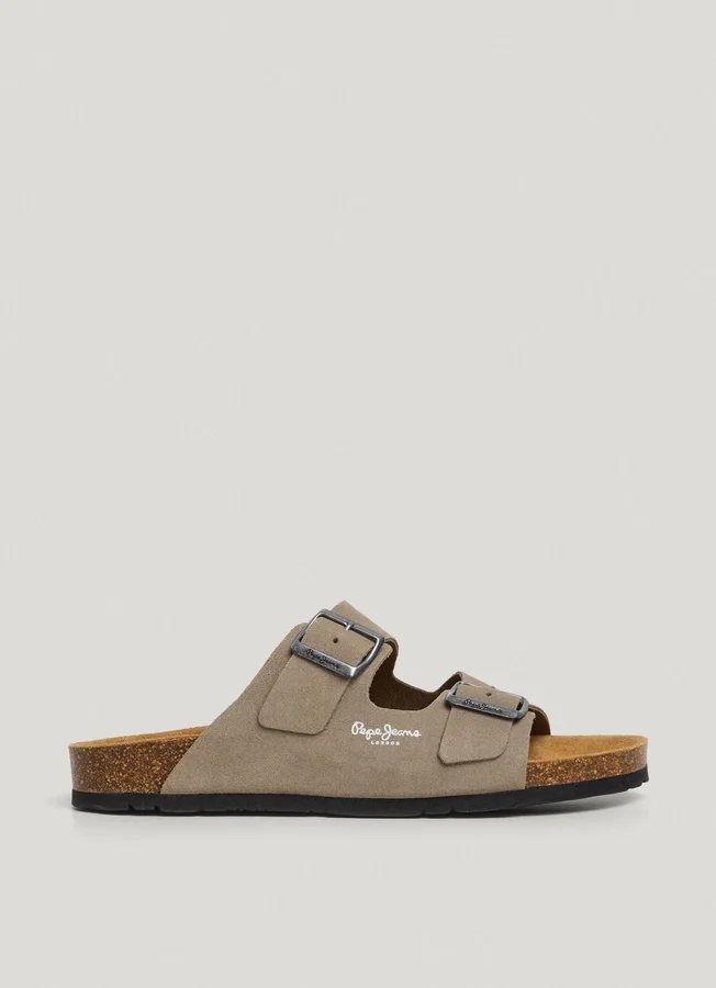 Suede Sandals with Double Buckle Suede Sandals with Double Buckle