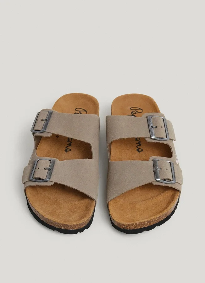 Suede Sandals with Double Buckle Suede Sandals with Double Buckle